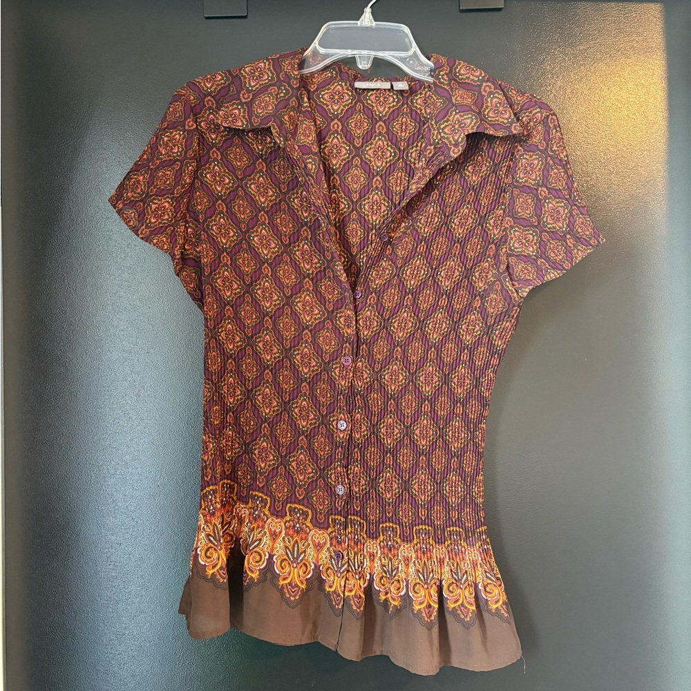 Apt. 9 Women's Top with Brown and Orange Pattern